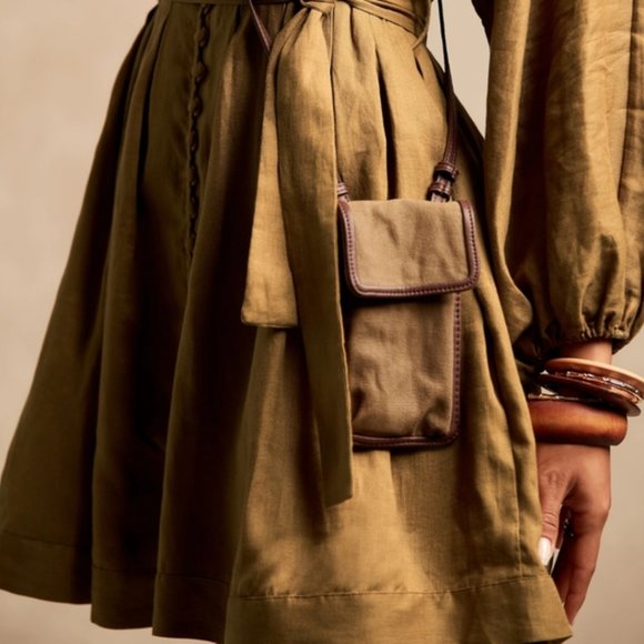 COPY - BANANA REPUBLIC Linen Balloon Sleeve Mini Dress 8T Dry Mustard NWT #789… - Picture 2 of 8